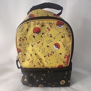 Thermos Yellow and Black Pikachu Lunch Bag  Multiple Openings Insulated Preowned